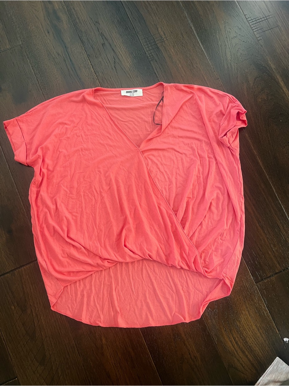 Coral Wrap Front V-Neck Women's Top